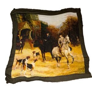 Patricia Nash Equestrian Fox Hunt Scarf  Viscose Raw Edge Wrap